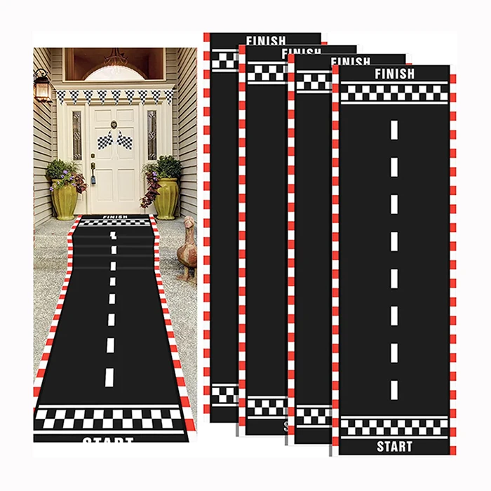 Factory Racetrack Floor Running Black Racer Party Decoration Mat Road Table Runner Long Racetrack Tablecloth Drag for Party