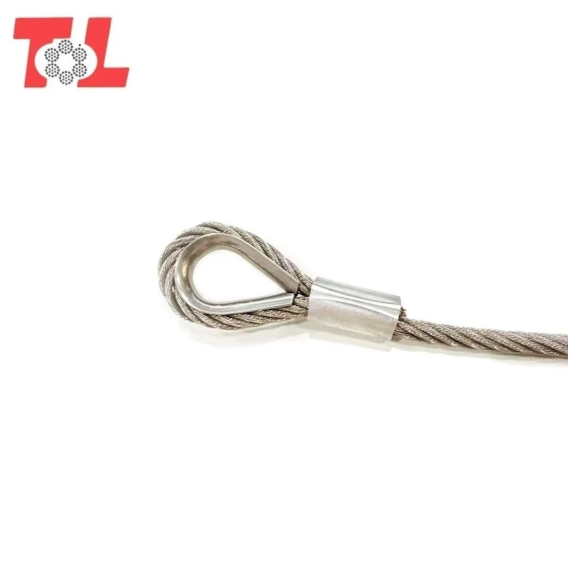 Stainless steel wire rope sling Loop Swaged with thimble and ferrule Stainless steel cable