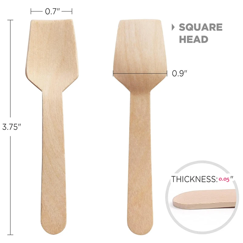 Disposable Wooden Dessert Spoons Edible Cutlery Set Mini Wooden Spoons Biodegradable Compostable Birch Wood Spoon