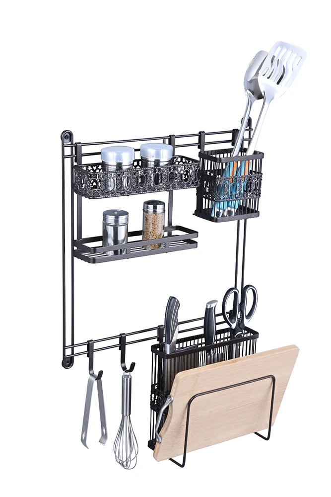 Kitchen Accessories Wrought Iron Wall Mounted Spice Rack