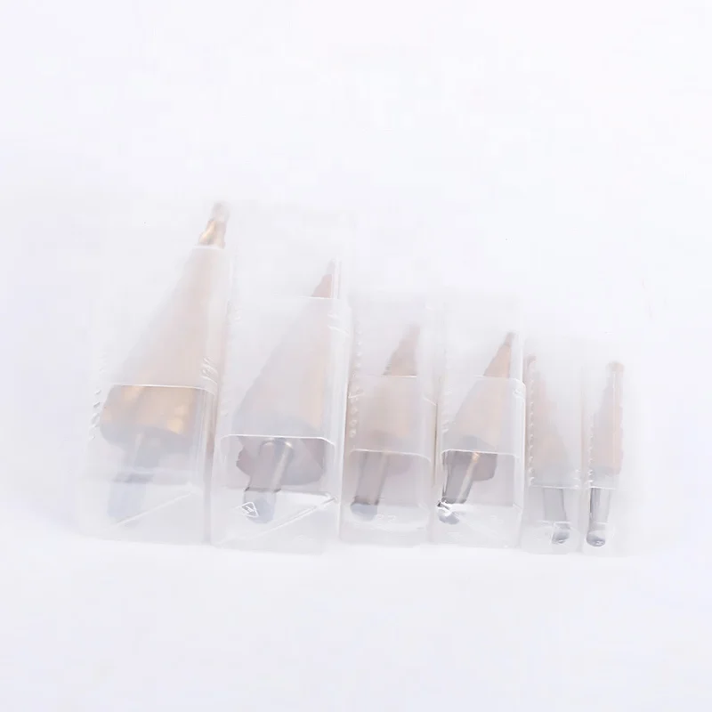 Hot Sale Titanium Coated HSS Three Flat Shank Cobalt Step Drill Bits Set with Plastic Box
