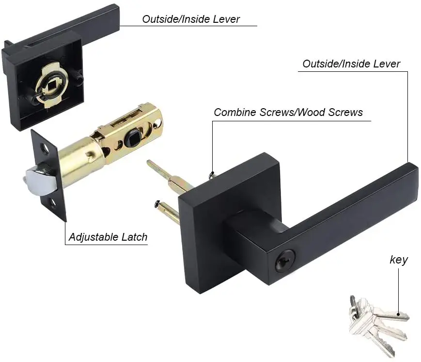 Hot Selling High Security Modern Grip Door Lever Zinc Alloy Heavy Duty Tubular Lockset Keyed Handles With Door Latch