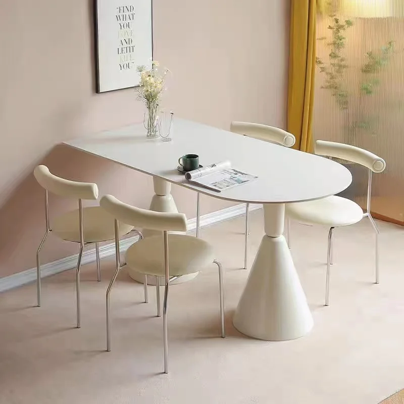High-End Design Cream Style Dining Table and Chair Set for Home Living and Dining Room Furniture Simple Elegant Style