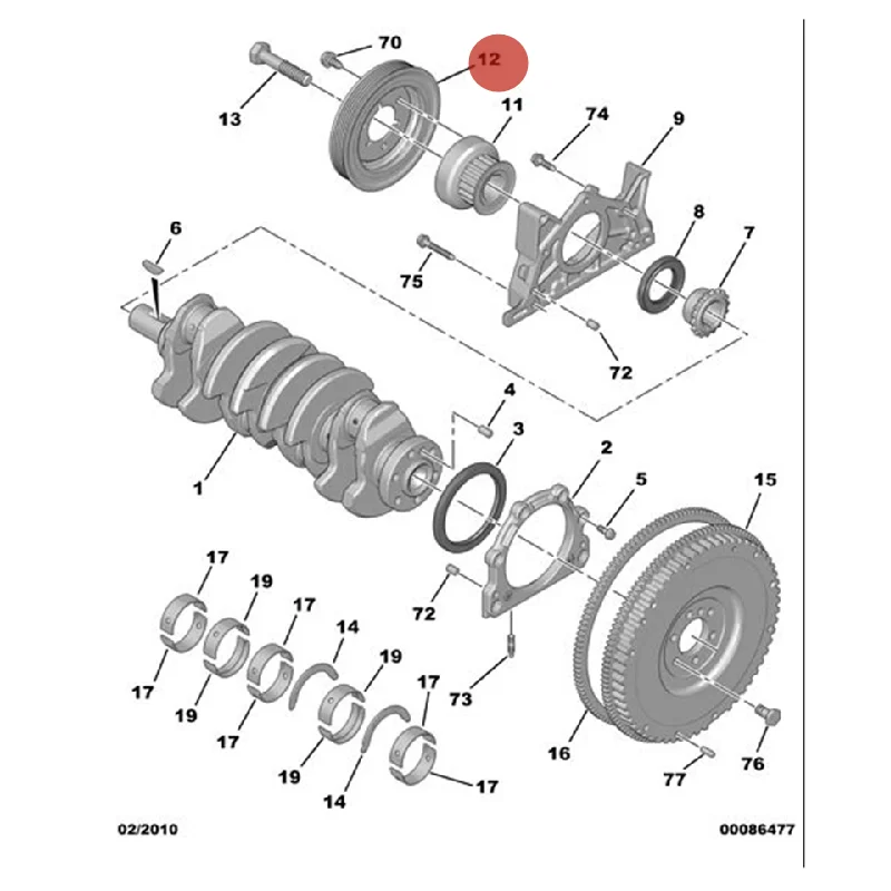 0515T2 V763855 180 Crankshaft pulley For Peugeot 208 2008 308 3008 For Citroen C3 C4 DS5 DS6