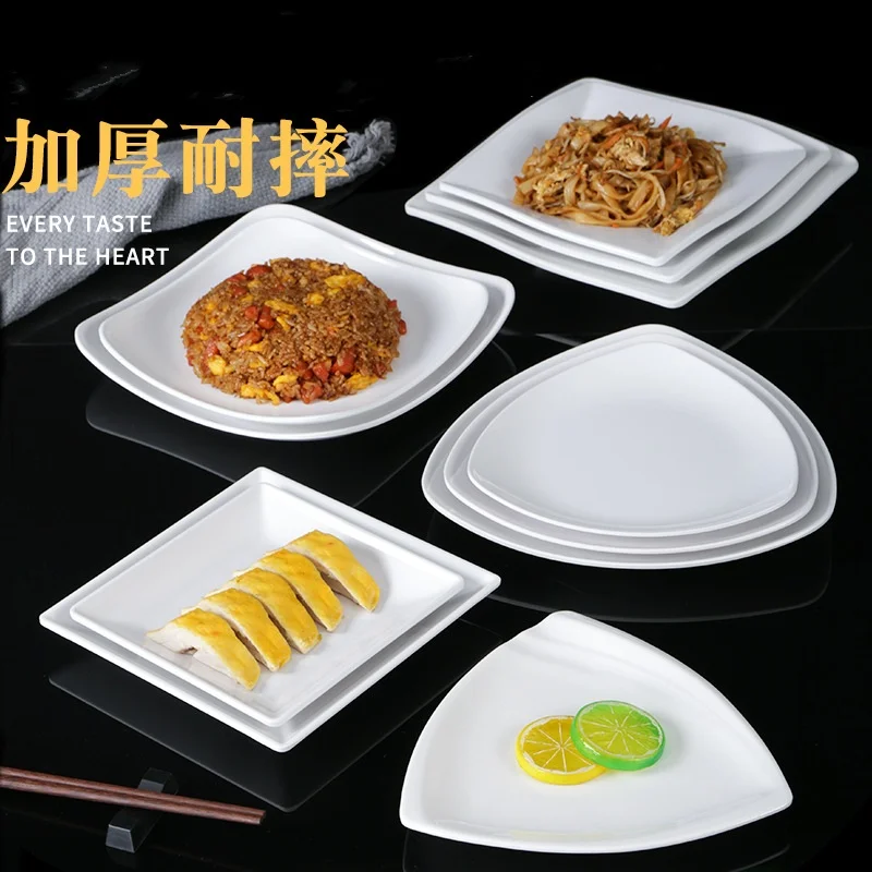 Wholesale Kitchen Dinnerware Set Plates Square Dishes Bowls Service Plates White Melamine Tableware