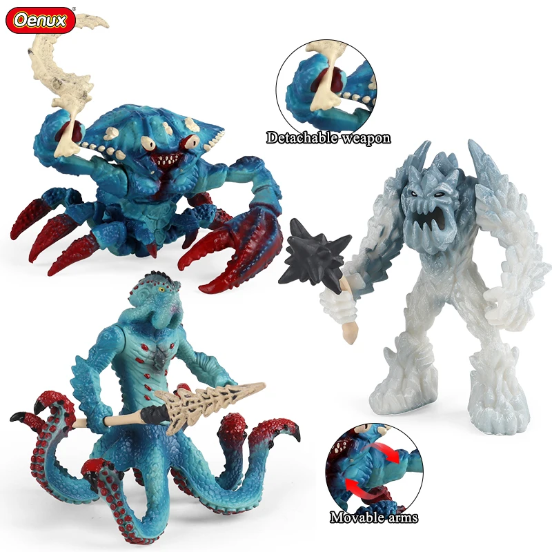 Oenux Wholesale Savage Dinosaurs Action Figures Crab Octopus Bugbear Animals Model Party Favor Collection Kids Toy