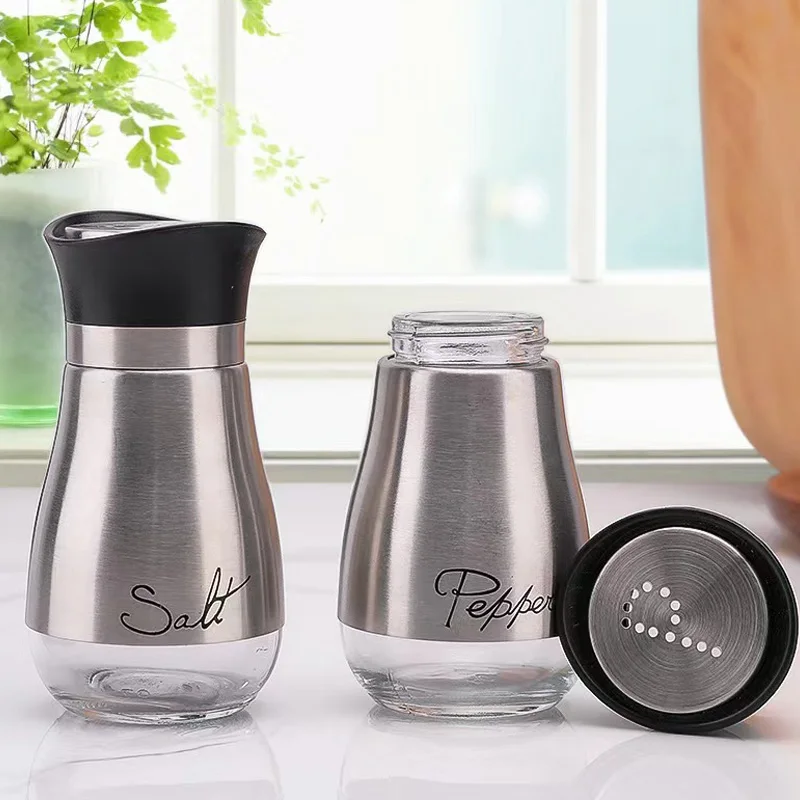 Wholesale Borosilicate Pepper Salt Shaker Container Kitchen Bottles Lid Seasoning Storage Jars Set Glass Adjustment Spice Jar