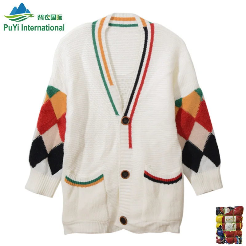 fashion ladies Thick cardigan short used clothes bales second hand sweaters for women uk used clothes bales