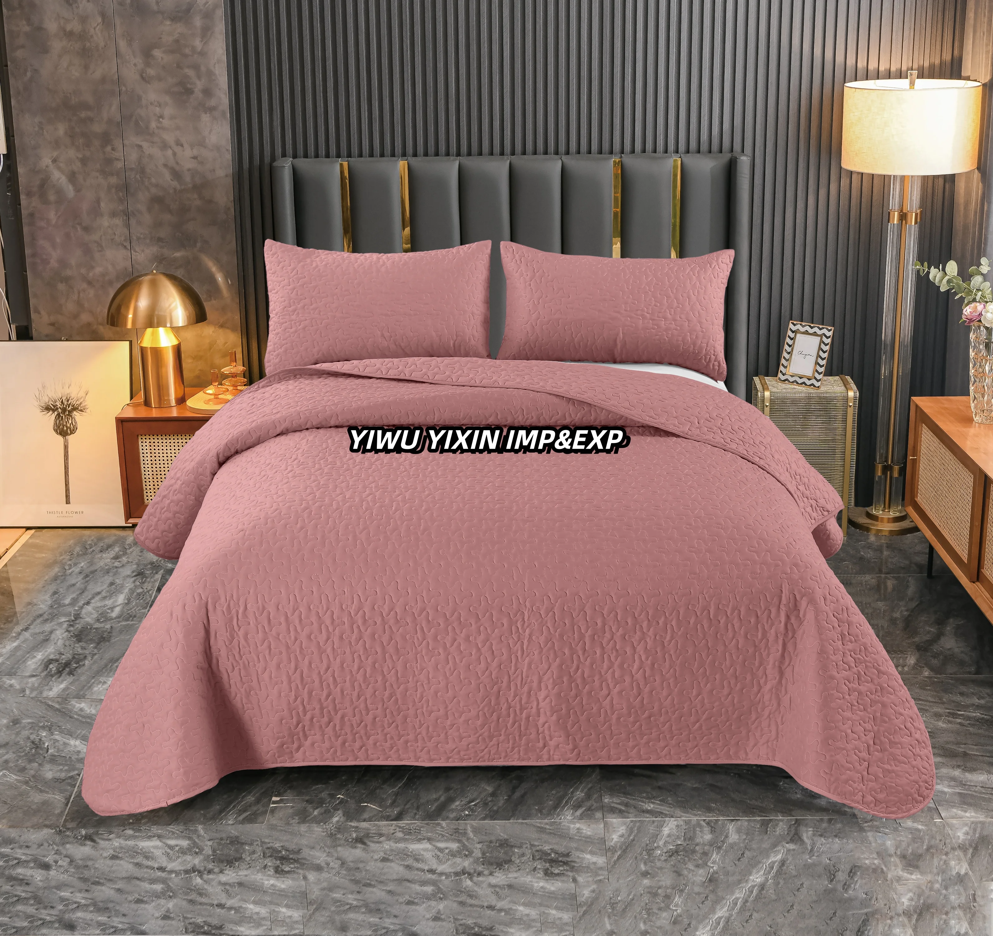 Factory Direct Quilted Bedspread on The Bed  3 PCS Cover Set of 2 PCS Pillow Case Cobertor Juego