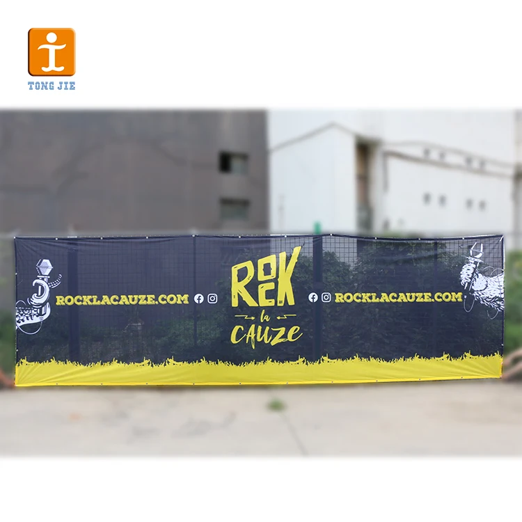 Custom Wind Resistant Mesh banner hemmed with grommet