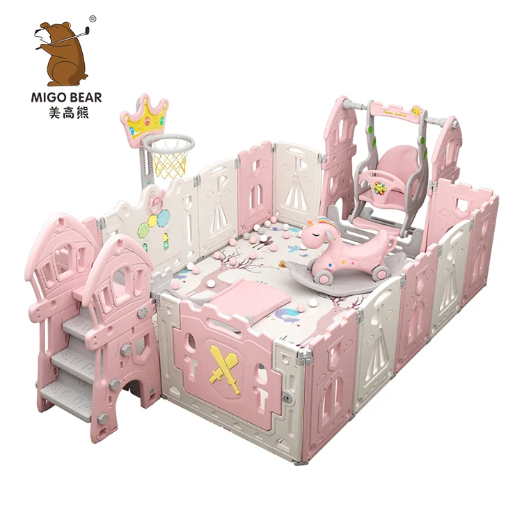 Детская домашняя детская игровая площадка портативный защитный забор пластиковый складной розовый детский