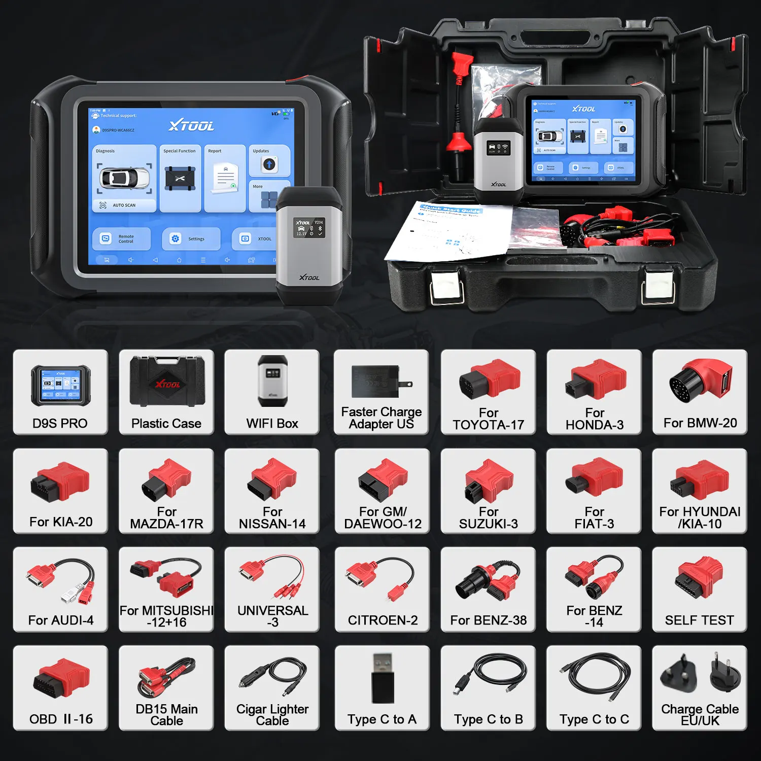 Upgrade XTOOL D9S Pro OBD2 Diagnostic Tools Full System Scan Tool ECU Online Programmer ECU Coding Active Test Online Update