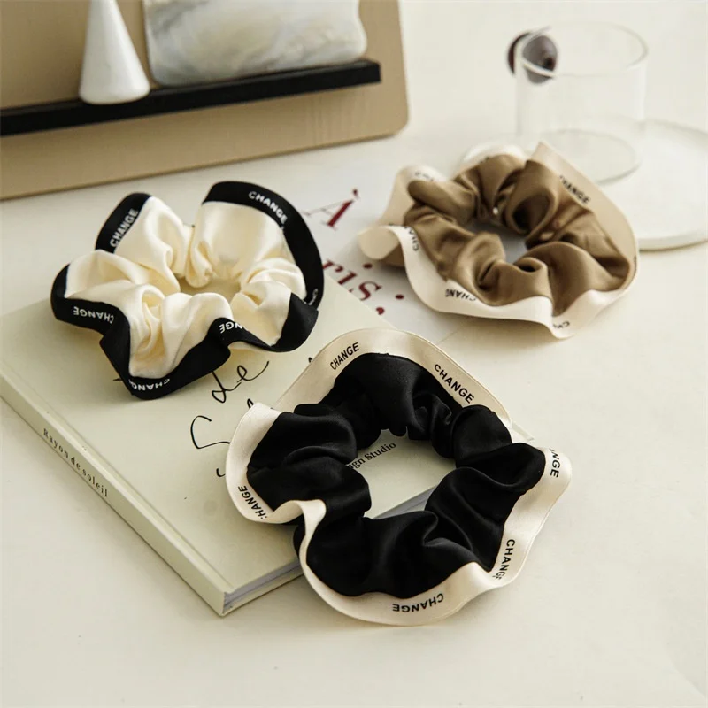 French elegant hair scrunchies ribbon sewing hair accessories for women