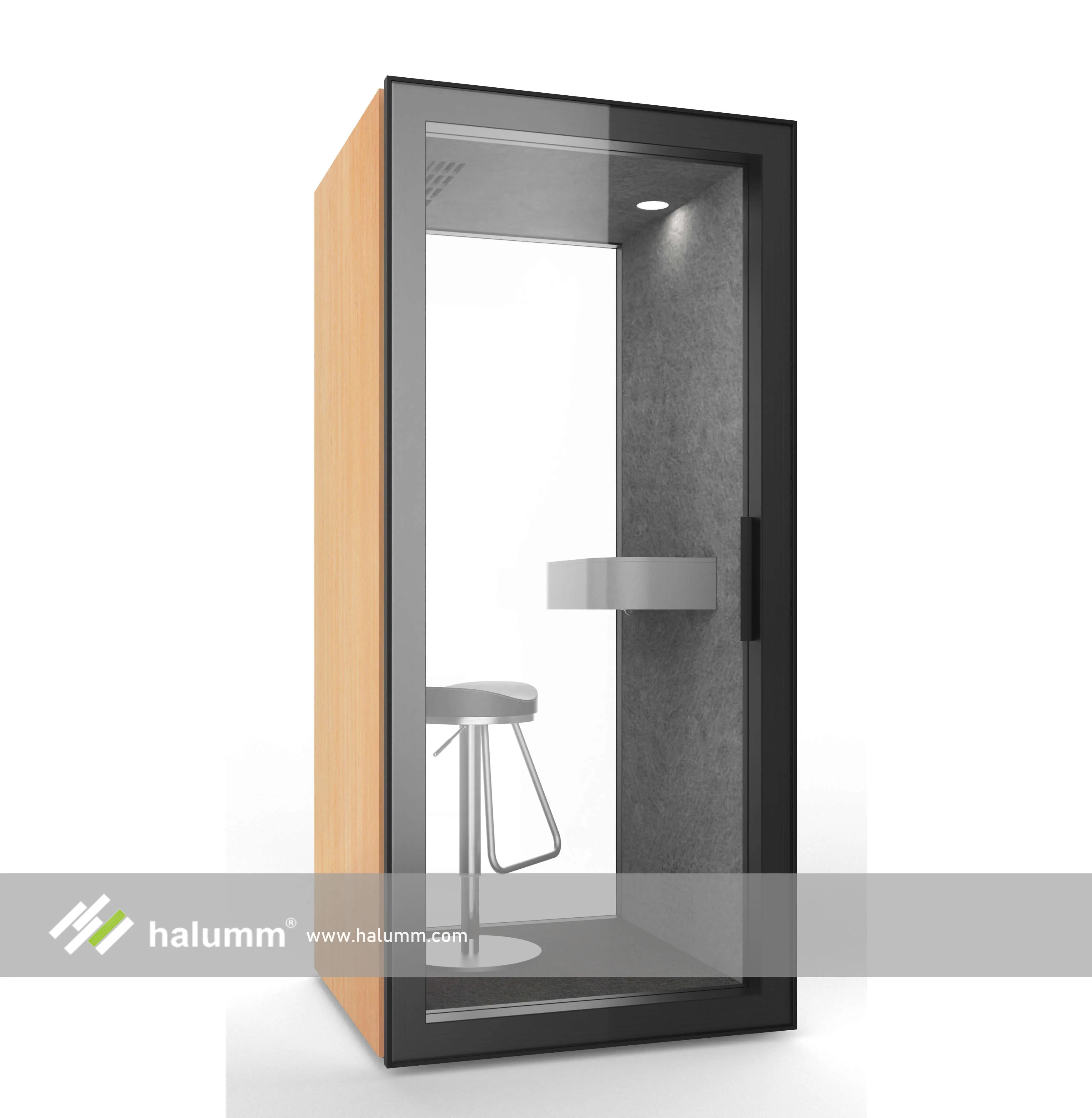 hicube Glass door Double Glazed prefab phone booth  with sensor lighting office privacy pod