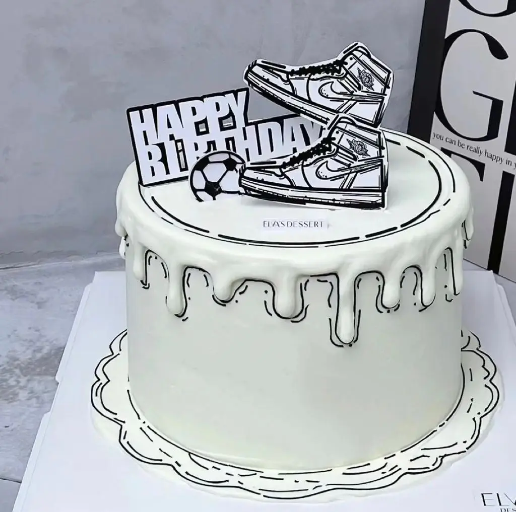 two-dimensional space  cake decoration astronaut birthday festival plug-in set 2D baking plug-in dessert table football card