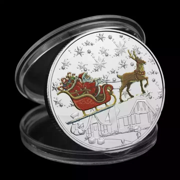 Santa Claus Wishing Coin Collectible Gold Plated Souvenir Merry Christmas Commemorative Coin for Happy New Year Gift