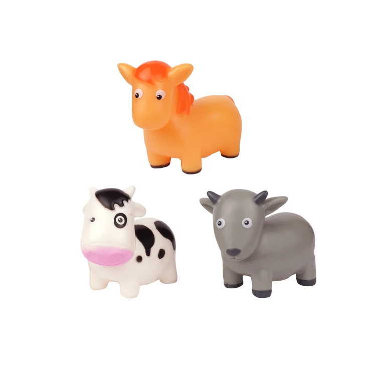 2021 Creative Farm Animals Eco-friendly Soft PVC Bathtub Toys Rubber Animals Bath Toy sheep horse cow