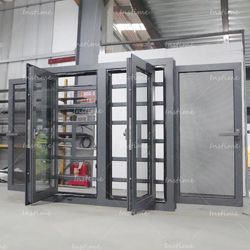 Instime Lead The Industry Competitive Price Wrought Iron Window Grill Design Resistant Double Glazed Aluminum Window For House