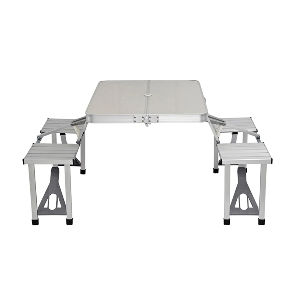 Aluminum folding picnic table and chair set with 4 seats portable outdoor camping table