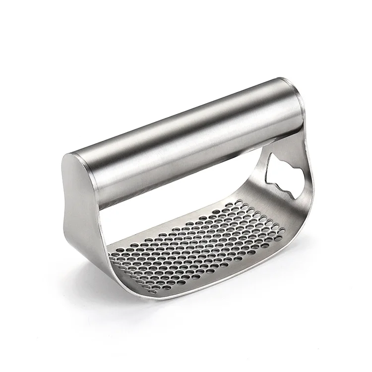 Garlic Press Rocker, Stainless Steel Garlic Crusher Mincer with Bottle Opener