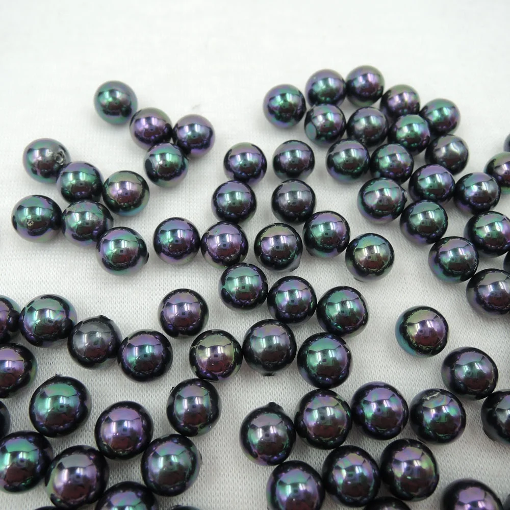 in paired 8mm mother of pearl ,sea-shell pearl ,perfect round shape,half hole drilled