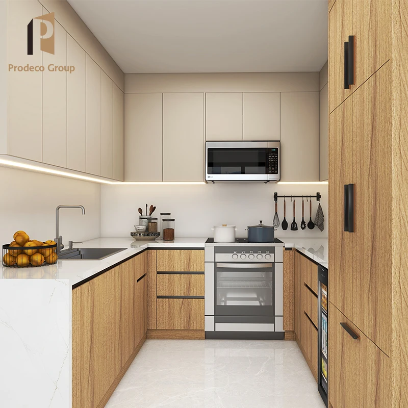 Apartment Custom Plywood Modern Luxury Flat Pack Kitchen Cabinets U Shape Classic Full Furniture Kitchen Design Cabinet Set