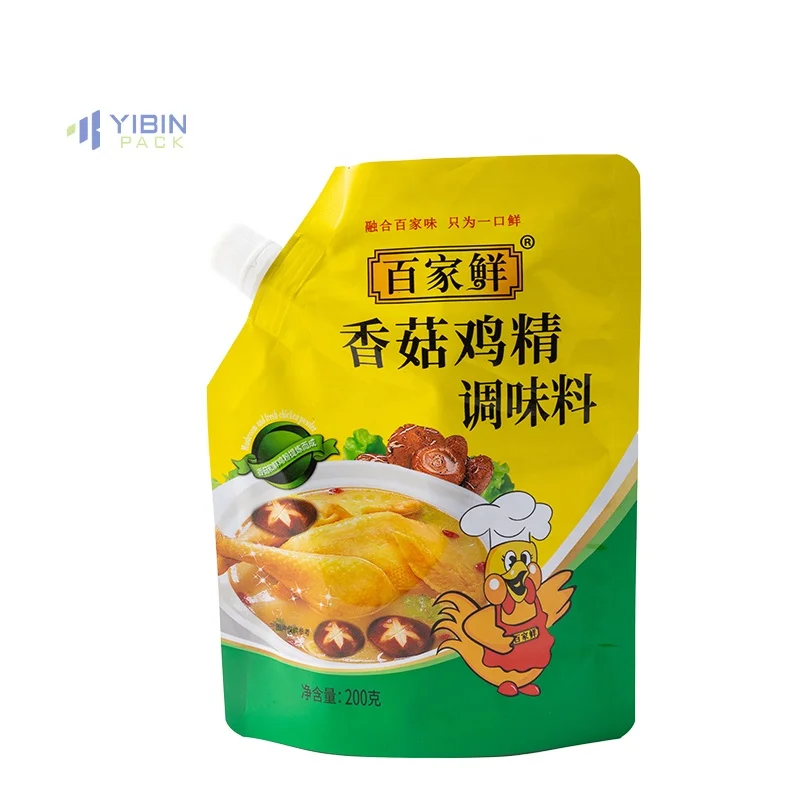 Doypack Supplier Custom Reusable Aluminum Foil 200g Sauce Spouted Bags Drink Juice Paste Tomato Liquid Spout Packaging Pouch
