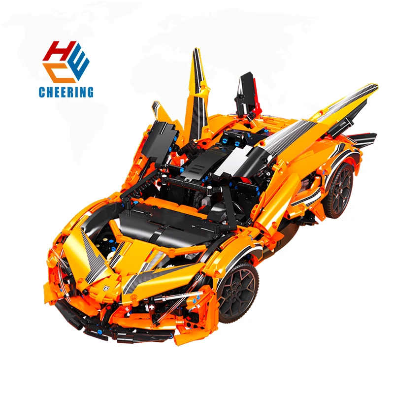 MJI 8500 EVO Orange Speed Car High Tech Sports Car Racing Supercar Model With Motor Remote Vehicle DIY Building Blocks Kids TOY
