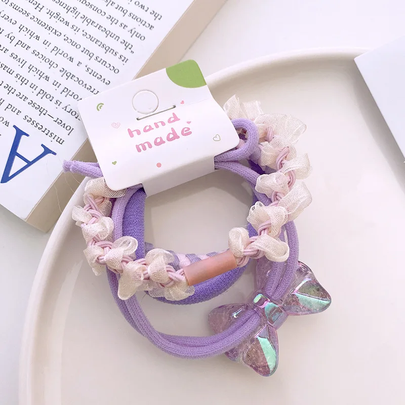4 new candy colored hair ring sets rabbit bow basic rubber band woven towel ring high elasticity hair accessory