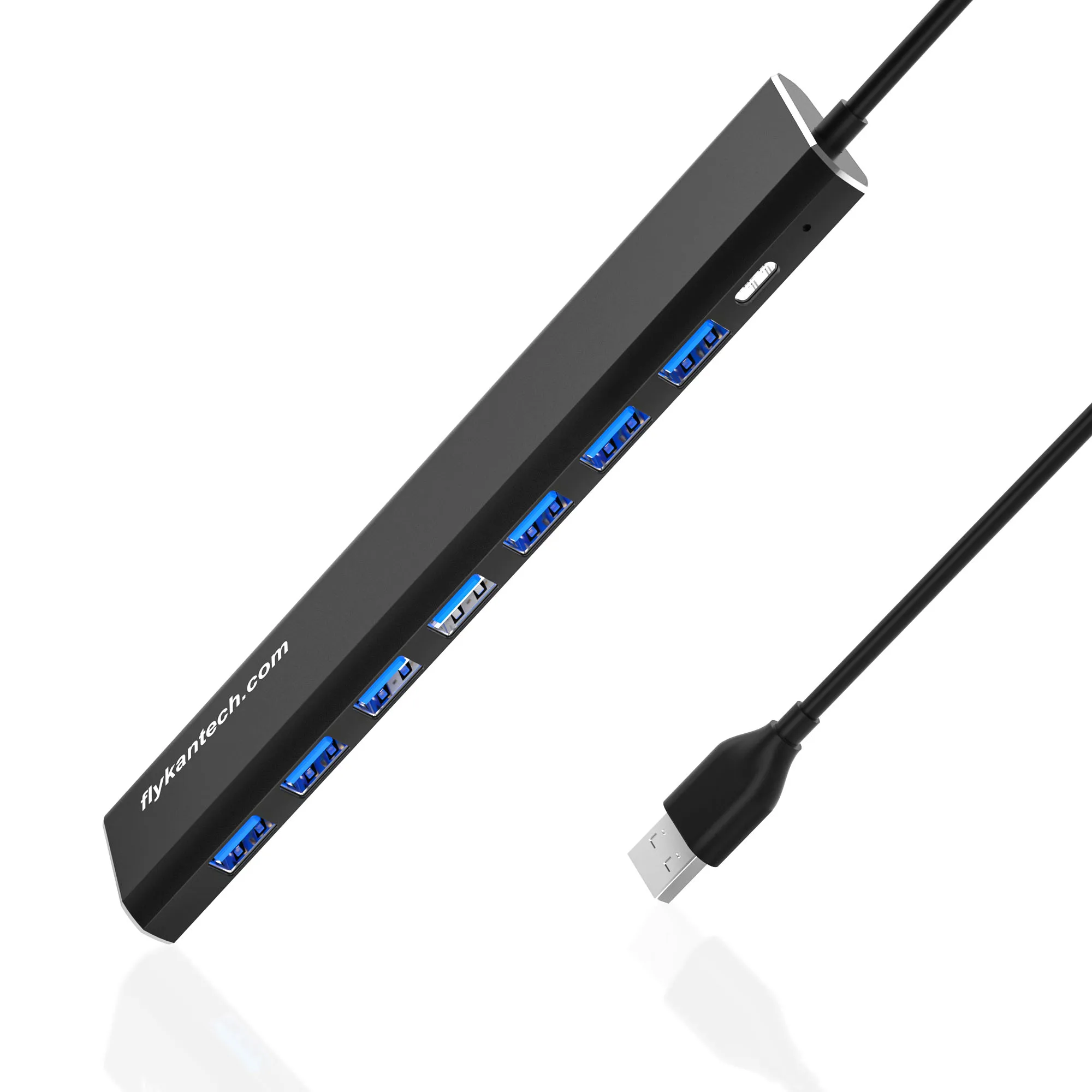 flykantech UF317-A  USB3.0 Type-A 7-Port Hub - Metal USB3 2 Gen 1 Data Transfer 7-Port Compact USB 3.0 Hub with Built-in Cable
