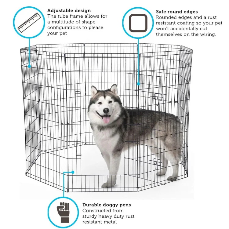 Eaynon Customize Midwest Outdoor Large Portable Foldable Metal Animal Dog Playpens Pet Puppy Dog Exercise Play Pen