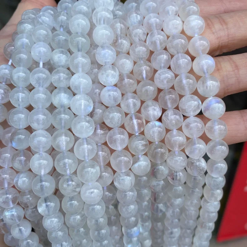 Sri Lanka 10mm  Genuine Round High Grade Rainbow Moonstone Loose Beads