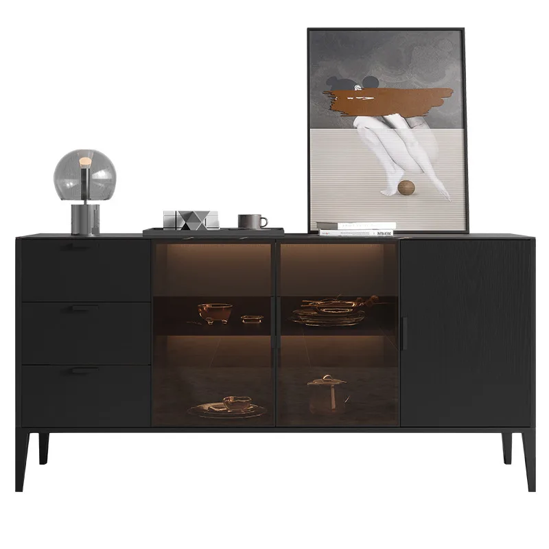 Italian solid wood rock board sideboard modern minimalist cabinet living room