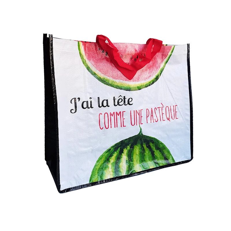 Custom new durable xmas christmas holiday supermarket gift pp woven laminated Grocery shopping tote  plastic bag