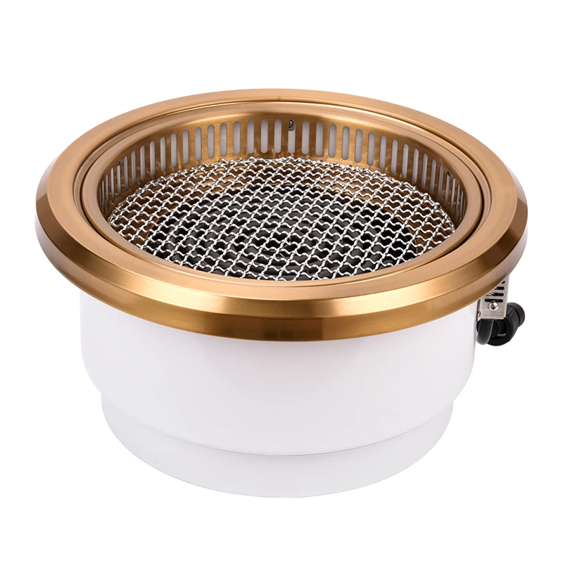 Japanese Round 2500w Stainless Steel Lower smoke exhaust embedded barbecue Grill Commercial Restaurant Electric Bbq Grill