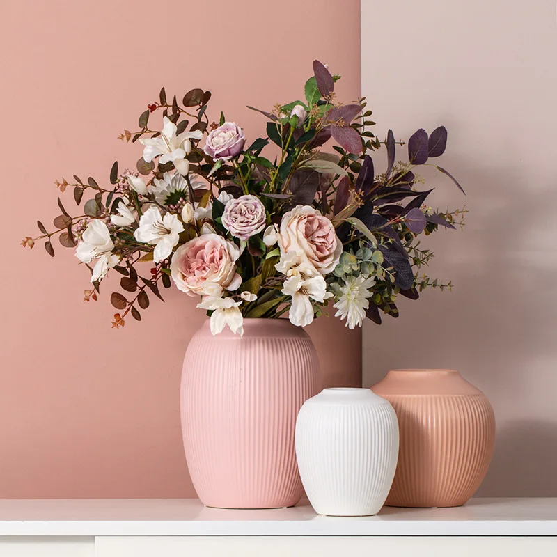 Minimalist House Decoration Pink Ceramic Vase Ceramic Flower Pot For Home Decor
