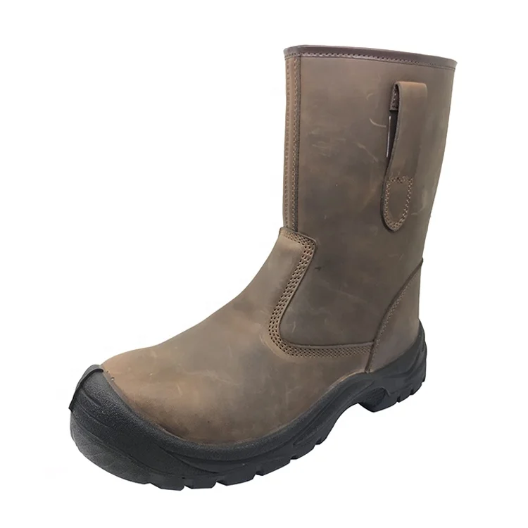 CE approved anti slip oil proof S1P SRC leather welding boots anti-static puncture resistant steel toe high rigger boots