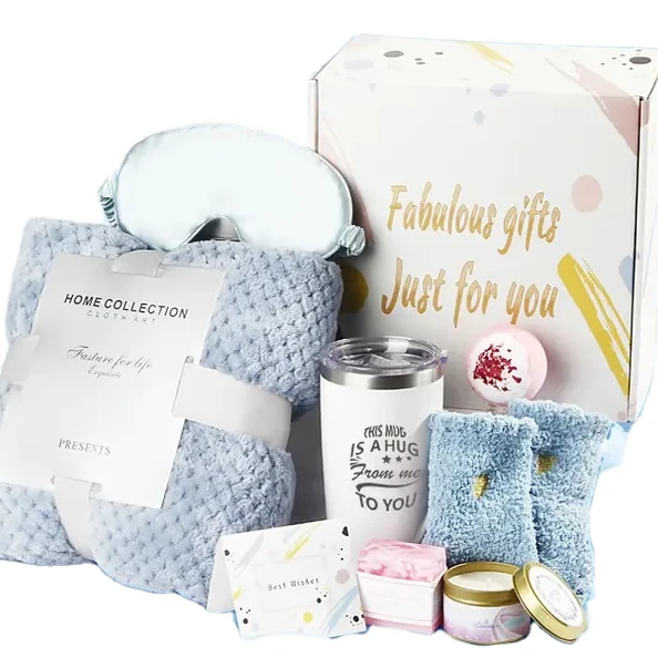 Care Package for Women Relaxing Spa Gifts Birthday Gift Baskets Get Well Soon Gifts Warm Relaxing Sympathy Blanket CandleTumble