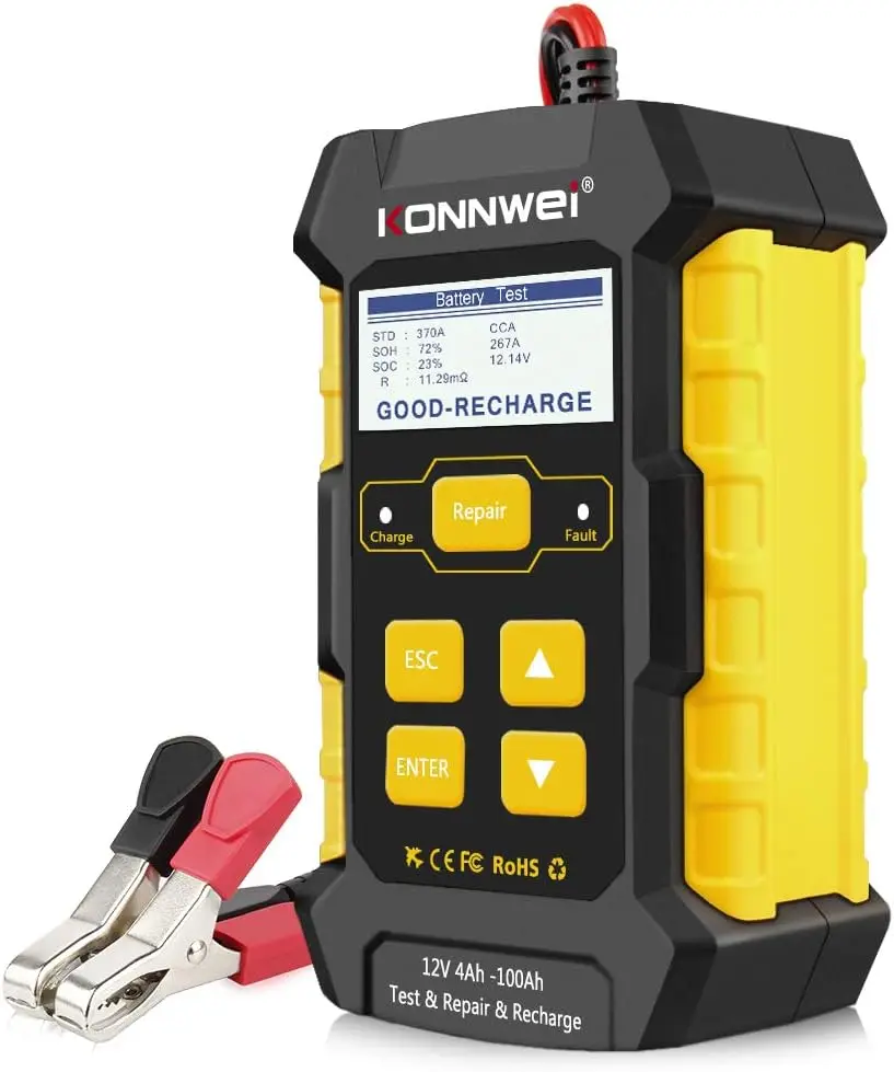 3 in 1 Battery Tester Smart Automotive Battery Charger Pulse Repair Maintainer 12V 5-Amp Battery Desulfator w/Temp Compensation