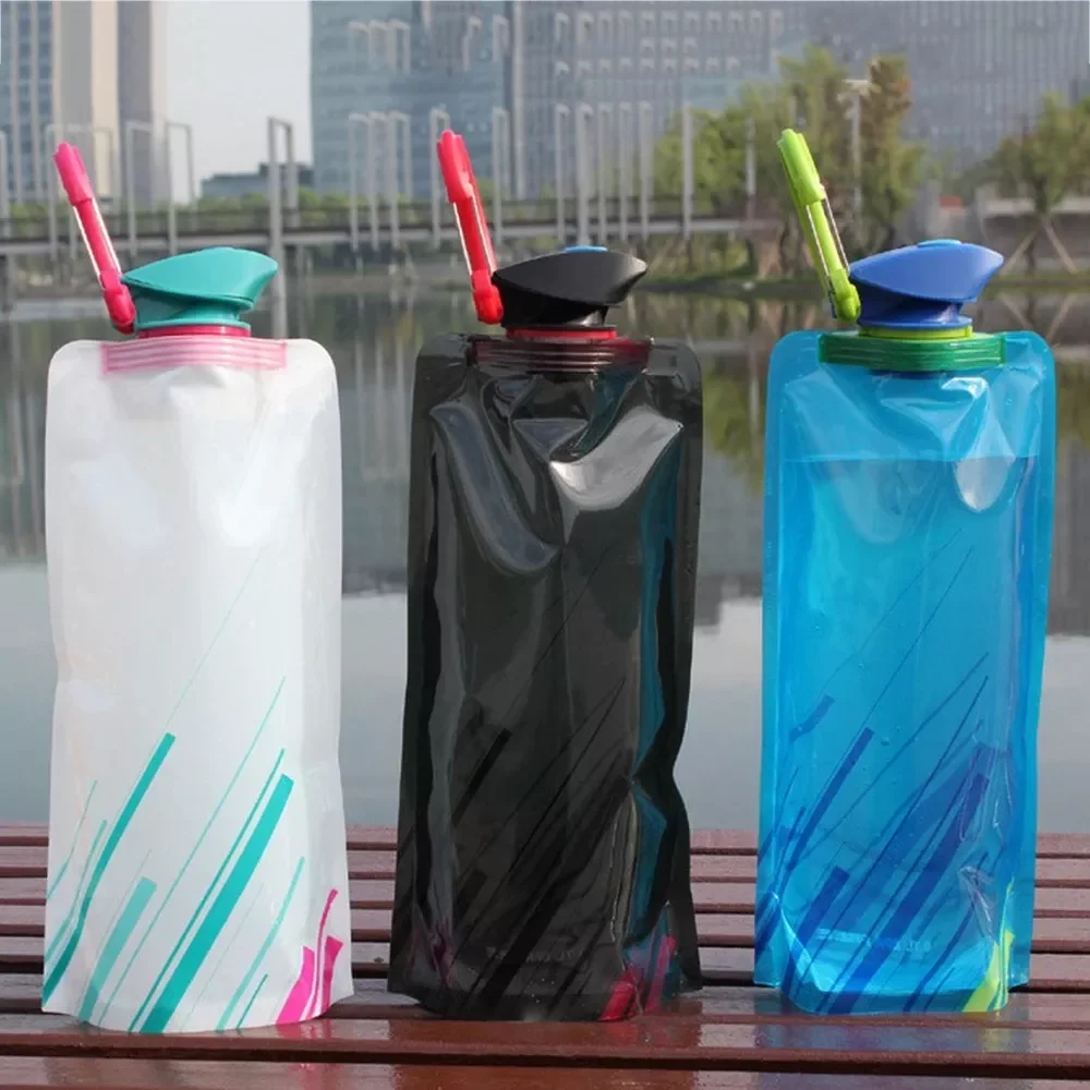 Foldable Water Bottle Outdoor Hiking Camping PE Water Bag Soft Flask Squeeze Portable Running travel Collapsible Water Bags