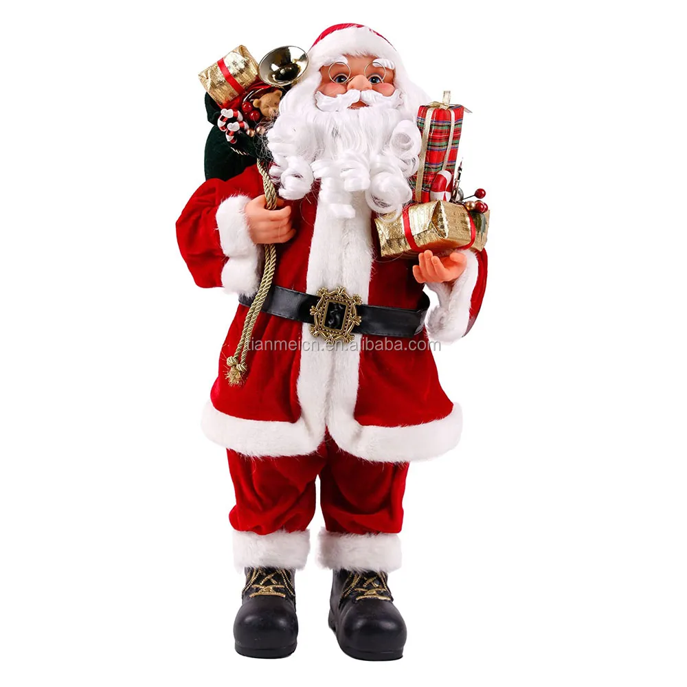 80cm Christmas classical plush santa claus with gifts Holiday  Ornament  Figurine  party supplies Xmas tree decor toys
