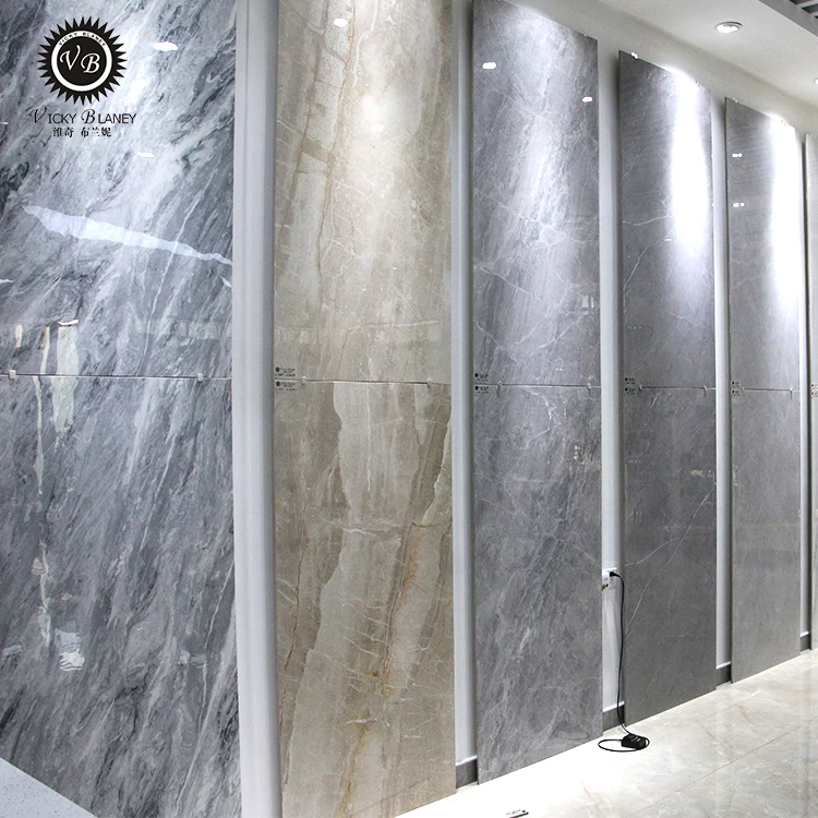 Grey acid resistant big size porcelain floor wall  ceramic  living room tile