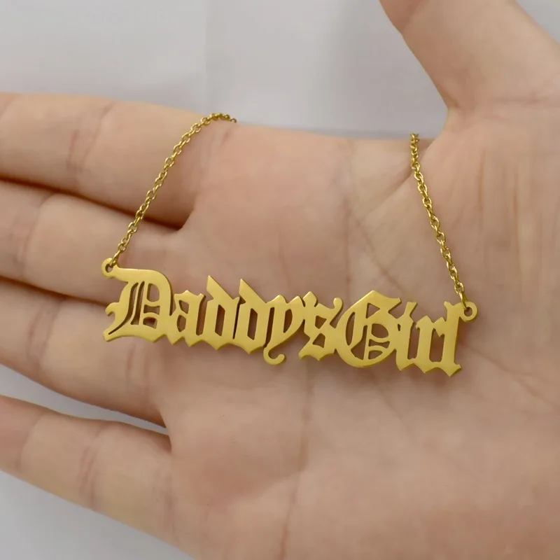Custom nameplate gold stainless steel babygirl brat baby honey necklace womens