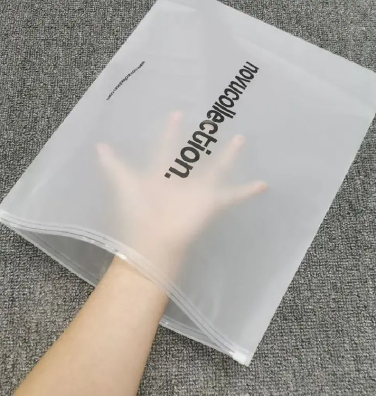 hot sale clothing zipper pe/pvc bag frosted plastic package bag with custom logo
