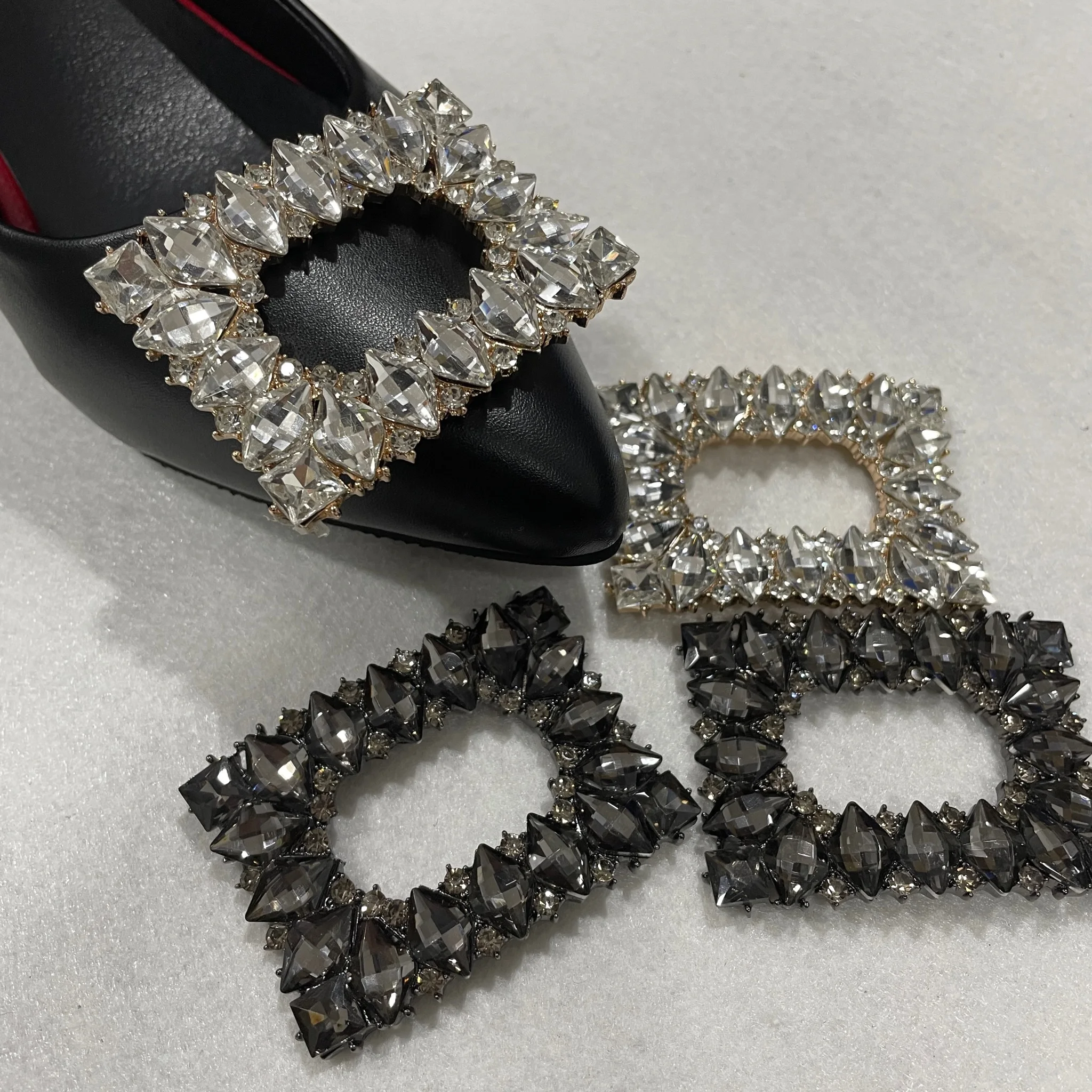 Fashionable Factory Rectangle Glass Rhinestone Shoes Buckle for Wedding Shoes