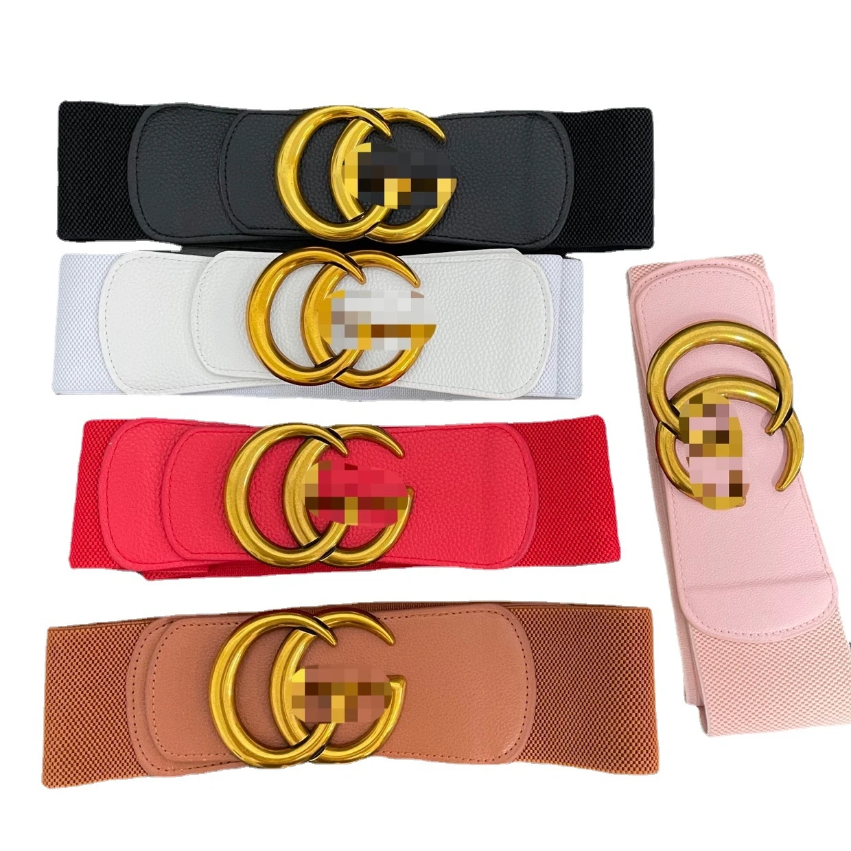 New letter CC GG brand logo design elastic waist belt women