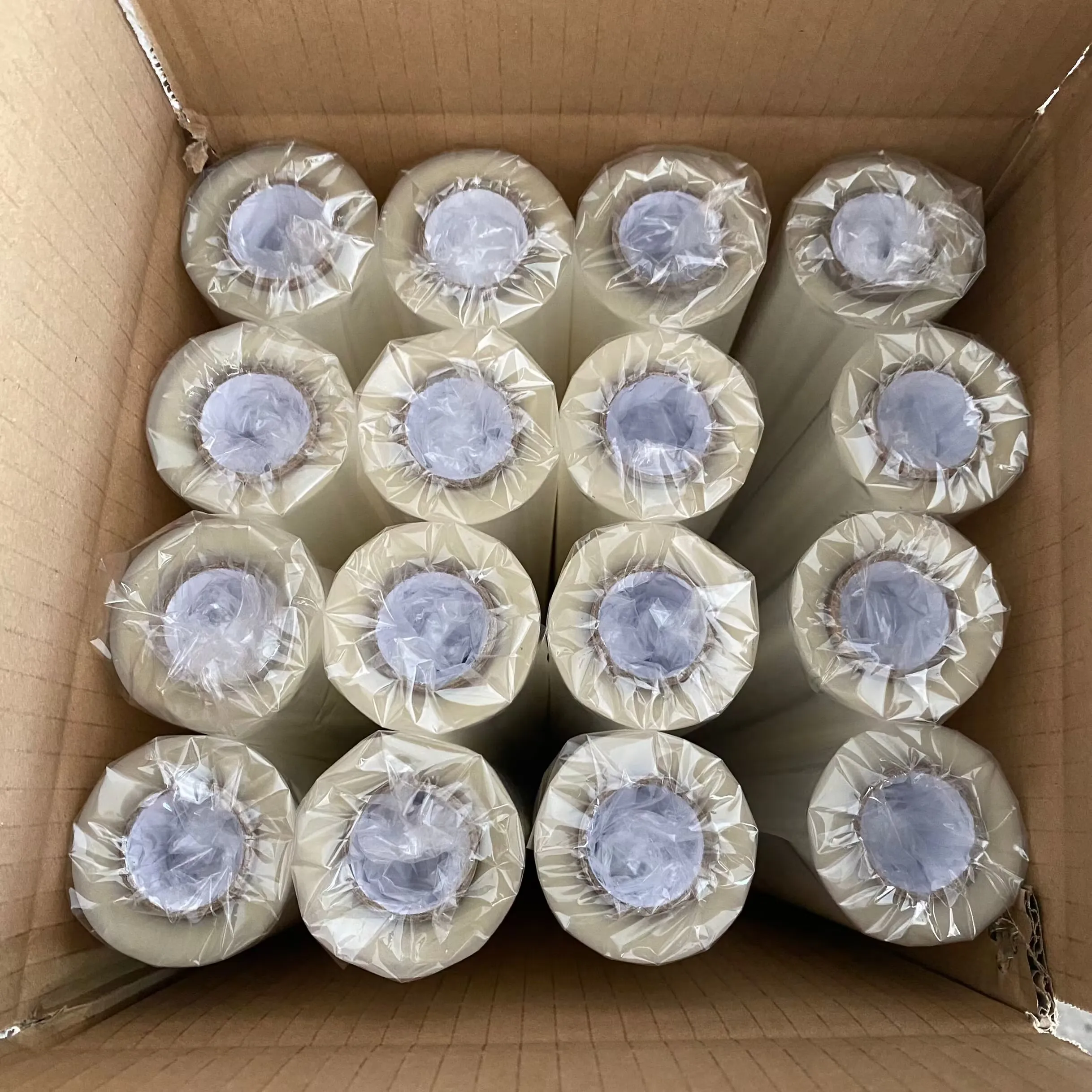 Free Sample Clear Lldpe Plastic Cast White Stretch Film Roll Clean Transparent Self Adhesive PE Wrapping Film