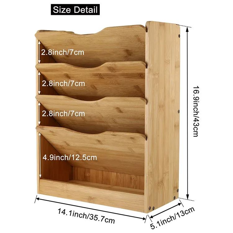 Factory 5 Tier Office Storage Bamboo Wall Mounted File Organizer