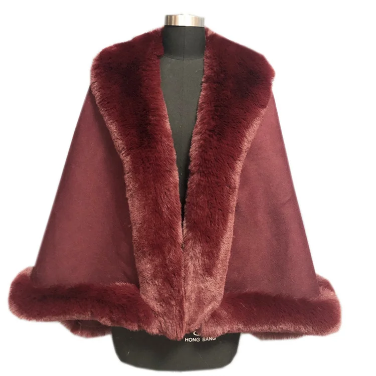 Wholesale Sample Available Super Unique Design Fancy Quality Wool Adult Fleece Fur Winter Ponchos for Women