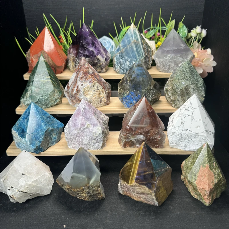 Wholesale Raw Wand Tower Natural Healing Crystal Labradorite Amethyst Rough Stone Point For Sale